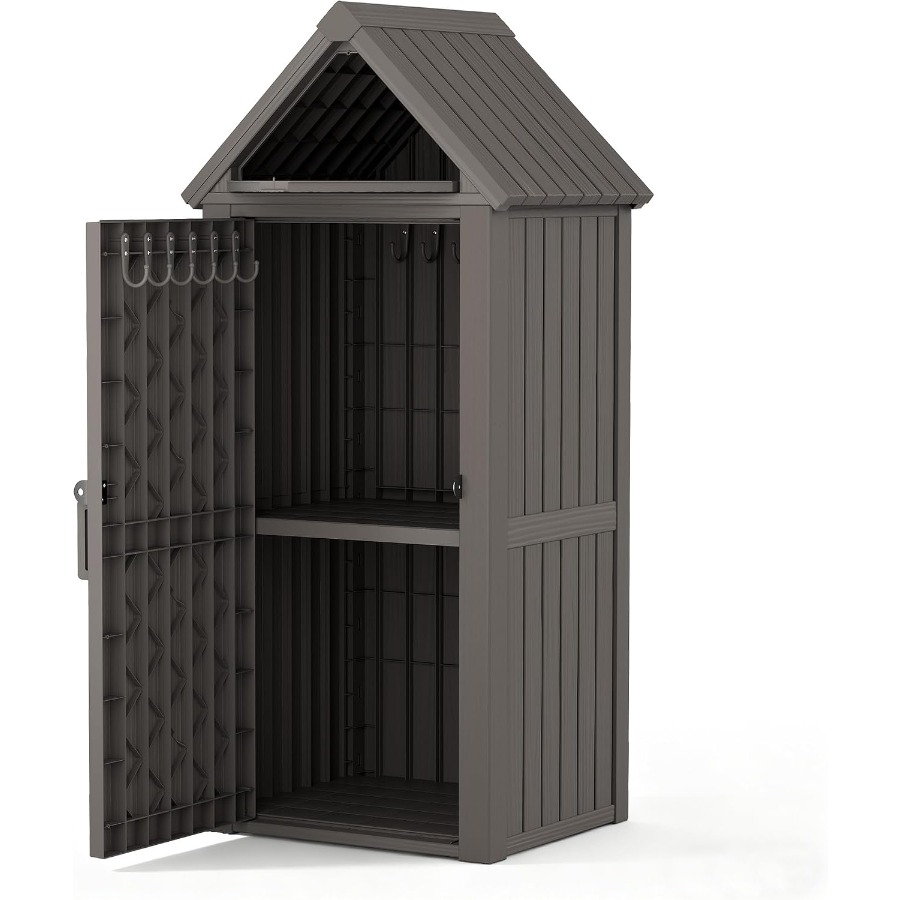 Gardening Tools B&M - Caseta de almacenamiento vertical para exteriores: