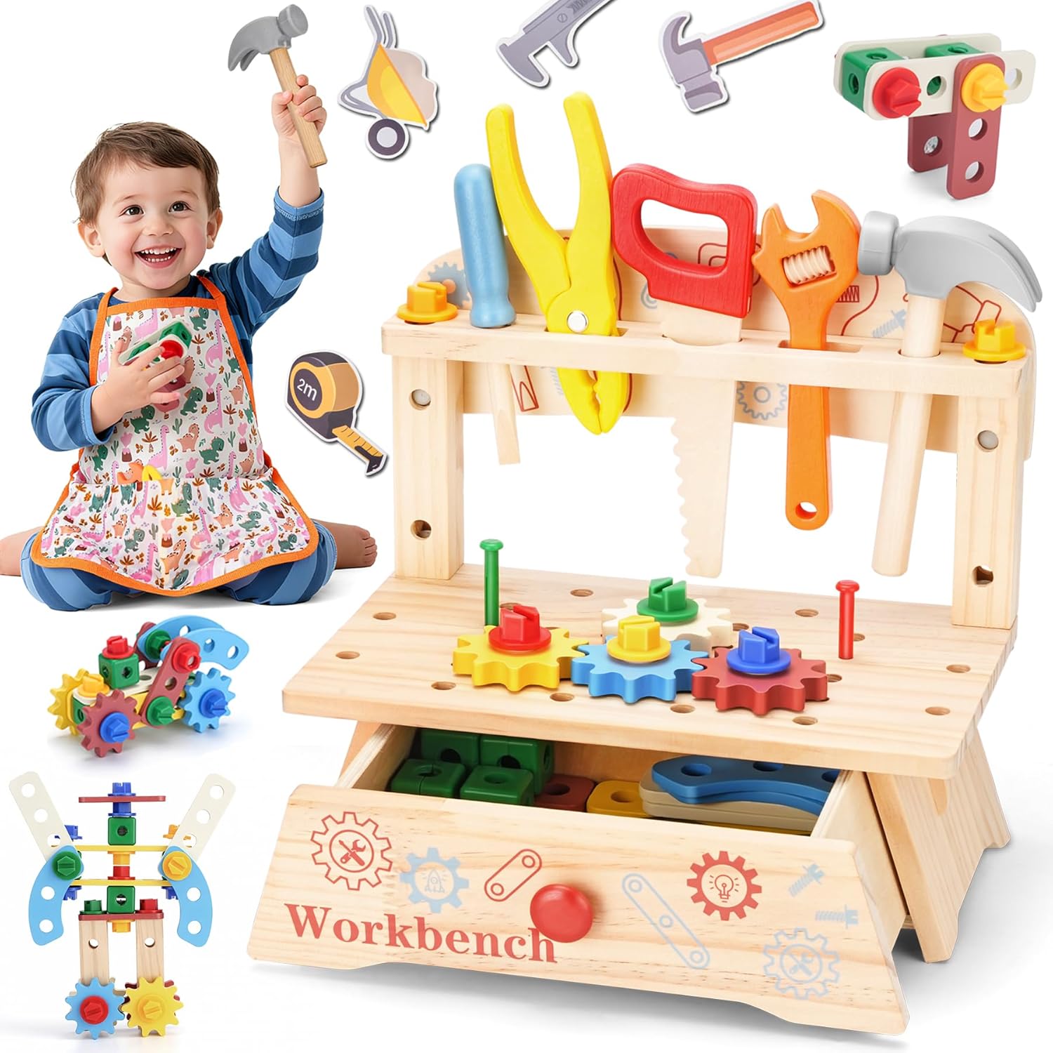 Banco de herramientas de mader - Gardening Tools For Kids reseña y precio